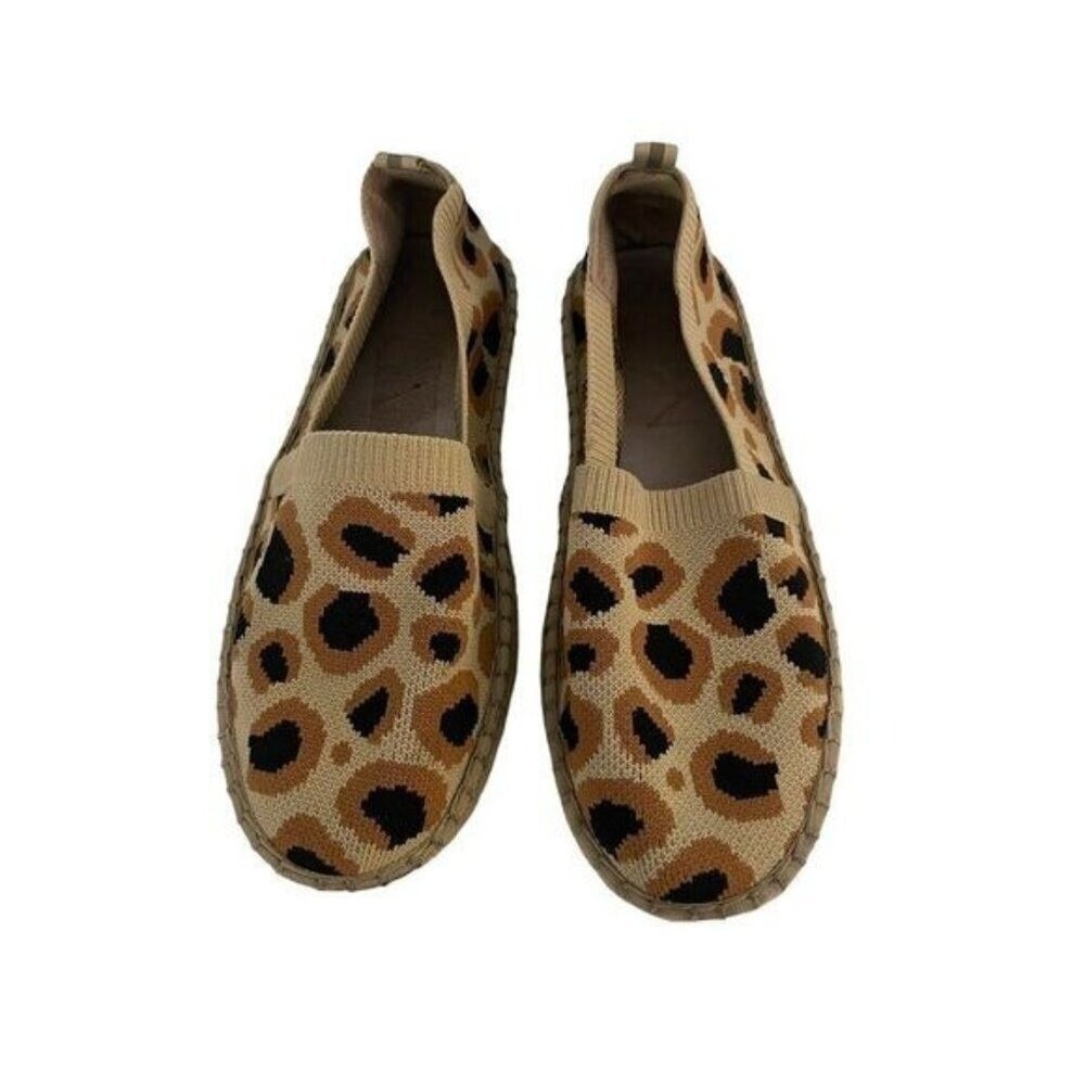 Deltan‎ Hensley Flyknit Espadrille Flats Shoes Women's Size 9 Leopard Print